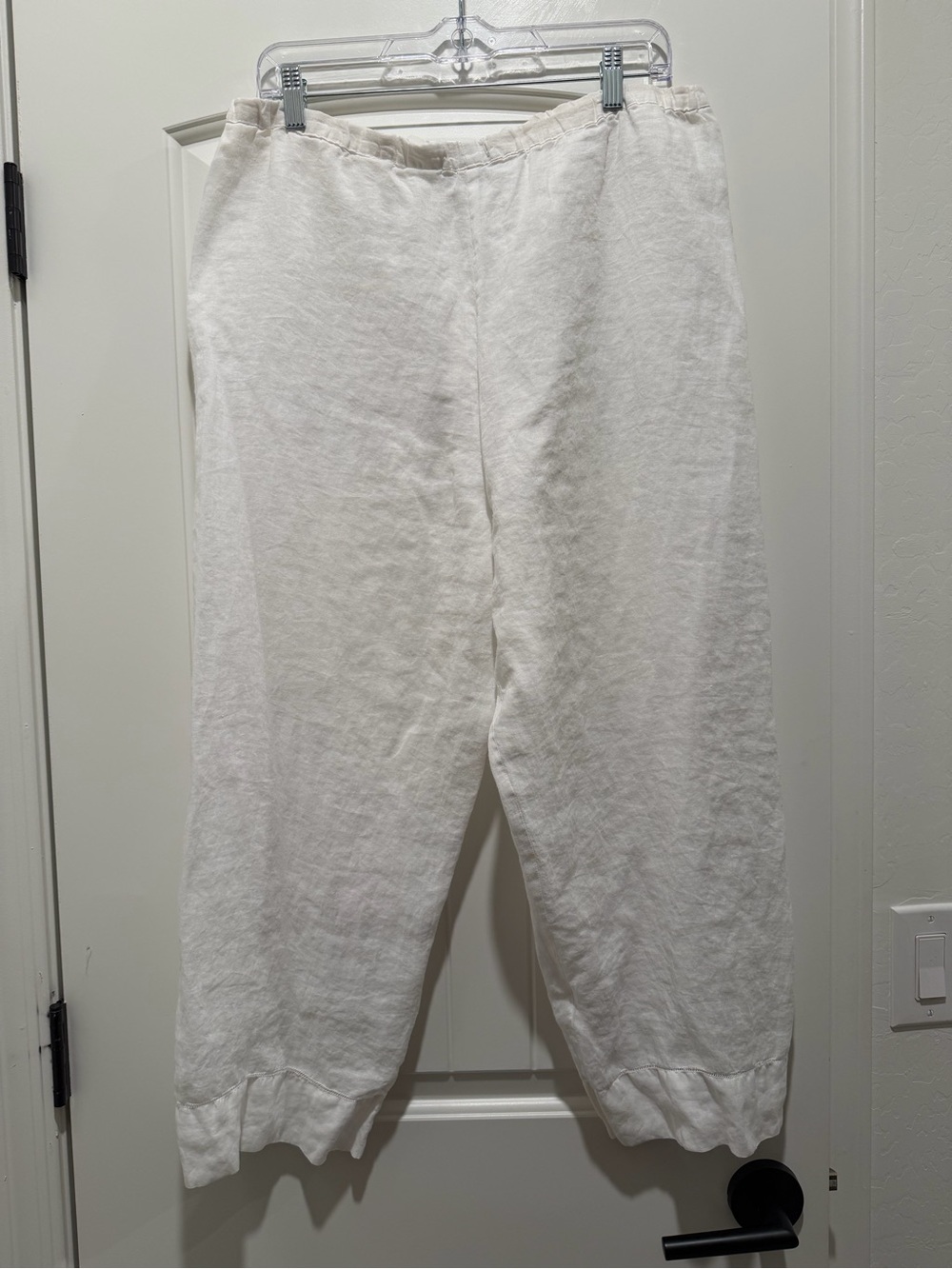 Weavz 100% Linen Lined Wide Leg Crop Pants White Medium
